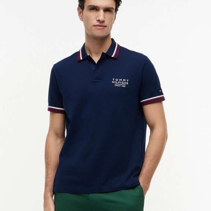 Tommy Hilfiger  - Tommy Hilfiger - Collar/cuff detail polo | Polo T-shirt Carbon Navy