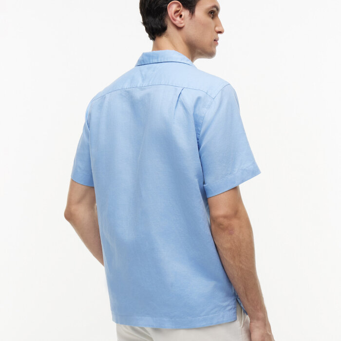 Tommy Hilfiger  - Tommy Hilfiger - Linen blend solid shirt | K/Æ Skjorte Cloudy Blue