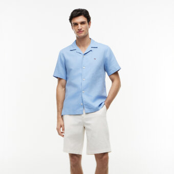 Tommy Hilfiger  - Tommy Hilfiger - Linen blend solid shirt | K/Æ Skjorte Cloudy Blue