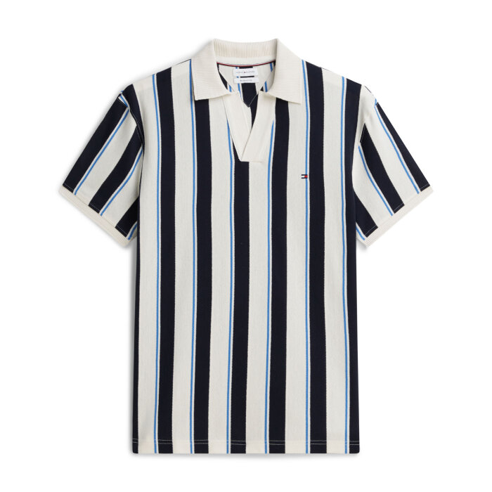 Tommy Hilfiger  - Tommy Hilfiger - V neck crepe classic polo | Polo T-shirt Ivory petal