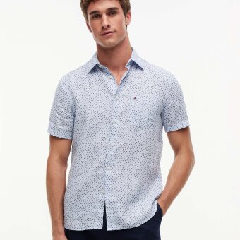 Tommy Hilfiger  - Tommy Hilfiger - Linen sailing print shirt | K/Æ Skjorte Breezy Blue