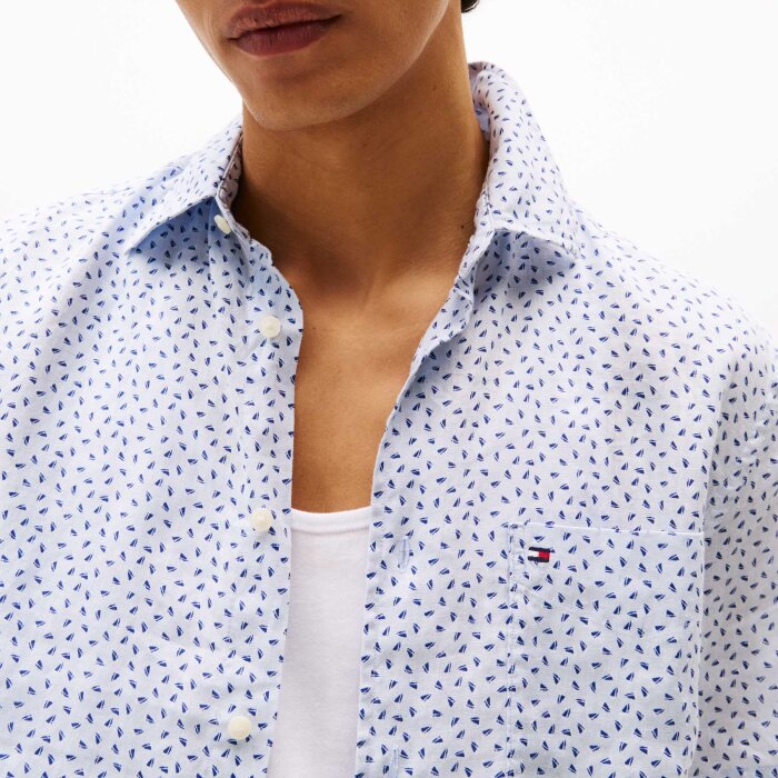 Tommy Hilfiger  - Tommy Hilfiger - Linen sailing print shirt | K/Æ Skjorte Breezy Blue