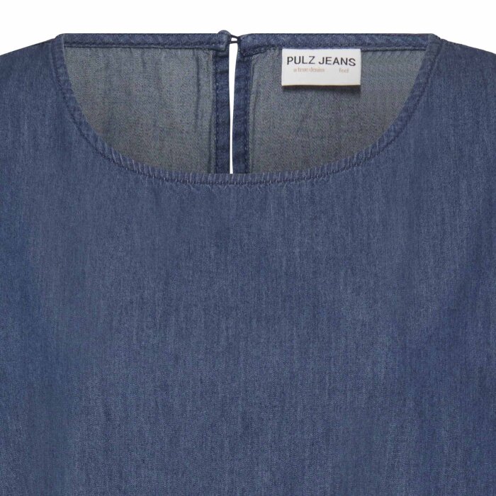 Pulz Jeans ( Dame )  - PULZ - PZJILL SS BLOUSE | TOP DARK BLUE DENIM
