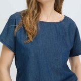 Pulz Jeans ( Dame )  - PULZ - PZJILL SS BLOUSE | TOP DARK BLUE DENIM