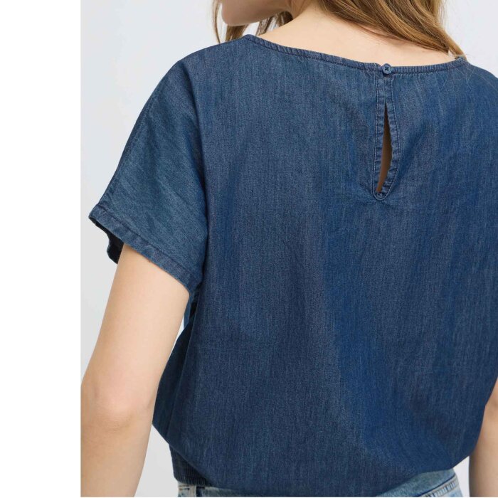 Pulz Jeans ( Dame )  - PULZ - PZJILL SS BLOUSE | TOP DARK BLUE DENIM