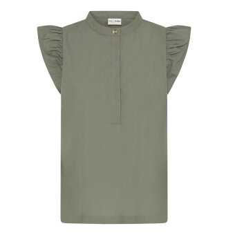 Pulz Jeans ( Dame )  - PULZ - PZCLEO SS BLOUSE | SKJORTE AGAVE GREEN