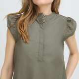 Pulz Jeans ( Dame )  - PULZ - PZCLEO SS BLOUSE | SKJORTE AGAVE GREEN