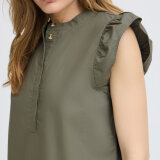 Pulz Jeans ( Dame )  - PULZ - PZCLEO SS BLOUSE | SKJORTE AGAVE GREEN