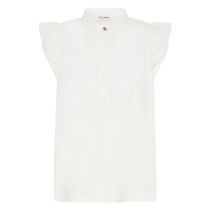 Pulz Jeans ( Dame )  - PULZ - PZCLEO SS BLOUSE  | SKJORTE BRIGHT WHITE