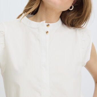 Pulz Jeans ( Dame )  - PULZ - PZCLEO SS BLOUSE  | SKJORTE BRIGHT WHITE