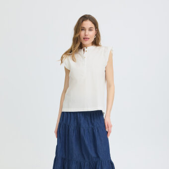 Pulz Jeans ( Dame )  - PULZ - PZCLEO SS BLOUSE  | SKJORTE BRIGHT WHITE