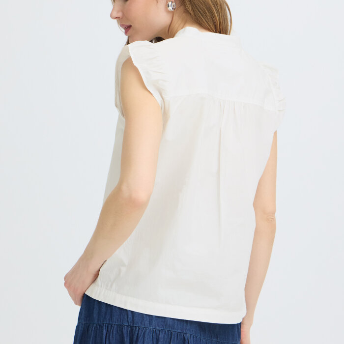 Pulz Jeans ( Dame )  - PULZ - PZCLEO SS BLOUSE  | SKJORTE BRIGHT WHITE