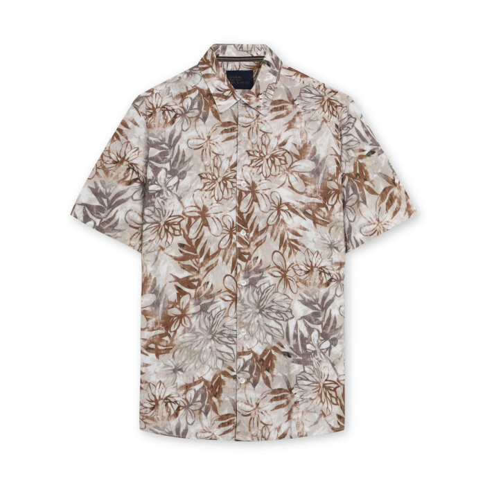 Signal - Signal -Tycho flower shirt | K/Æ Skjorte Tobacco