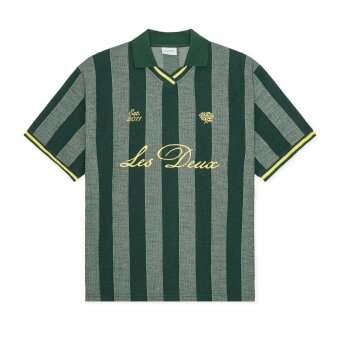 LES DEUX - Les Deux - Stripe football polo | Polo T-shirt Pine Green LES DEUX - Les Deux - Stripe football polo | Polo T-shirt Pine Green
