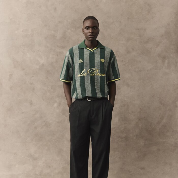LES DEUX - Les Deux - Stripe football polo | Polo T-shirt Pine Green