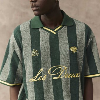 LES DEUX - Les Deux - Stripe football polo | Polo T-shirt Pine Green LES DEUX - Les Deux - Stripe football polo | Polo T-shirt Pine Green