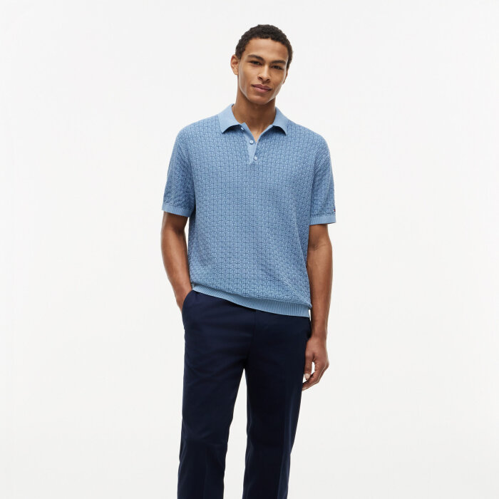 Tommy Hilfiger  - Tommy Hilfiger - GMD structure polo | Polo T-shirt Brisk Blue