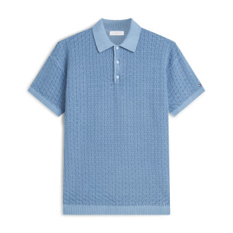 Tommy Hilfiger  - Tommy Hilfiger - GMD structure polo | Polo T-shirt Brisk Blue