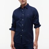 Tommy Hilfiger - Tommy Hilfiger - Flex poplin mini print | Skjorte Carbon Navy Tommy Hilfiger - Tommy Hilfiger - Flex poplin mini print | Skjorte Carbon Navy