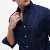 Tommy Hilfiger - Tommy Hilfiger - Flex poplin mini print | Skjorte Carbon Navy Tommy Hilfiger - Tommy Hilfiger - Flex poplin mini print | Skjorte Carbon Navy