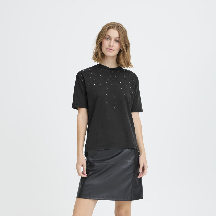 ICHI ( Dame ) - ICHI - IHPEONIE SS | T-SHIRT BLACK