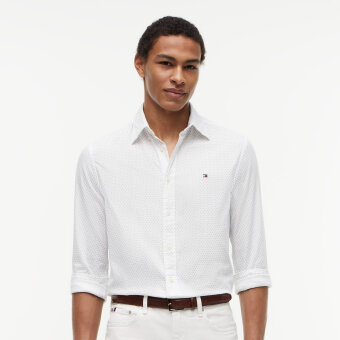 Tommy Hilfiger  - Tommy Hilfiger - Flex poplin mini print | Skjorte White