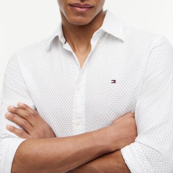 Tommy Hilfiger  - Tommy Hilfiger - Flex poplin mini print | Skjorte White