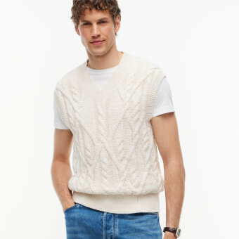 Tommy Hilfiger  - Tommy Hilfiger - Cable knit vest | Vest Ivory Petal