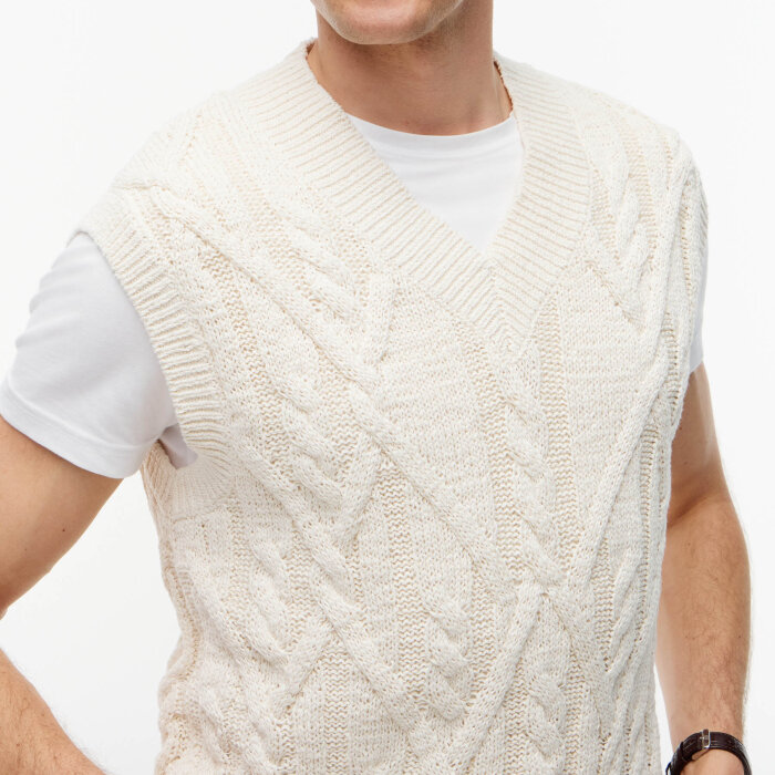 Tommy Hilfiger  - Tommy Hilfiger - Cable knit vest | Vest Ivory Petal