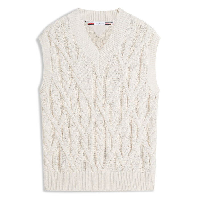 Tommy Hilfiger  - Tommy Hilfiger - Cable knit vest | Vest Ivory Petal