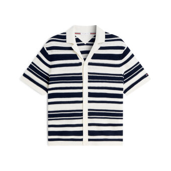 Tommy Hilfiger  - Tommy Hilfiger - Breton stripe knitted shirt | K/Æ Skjorte Ivory Petal