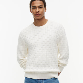 Tommy Hilfiger  - Tommy Hilfiger - Mock cable crew neck | Strik Ivory Petal