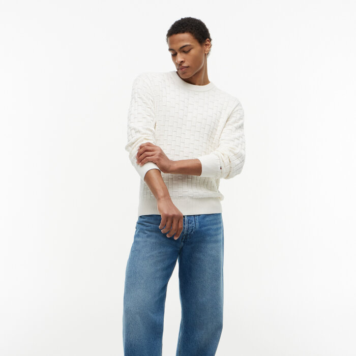 Tommy Hilfiger  - Tommy Hilfiger - Mock cable crew neck | Strik Ivory Petal
