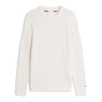 Tommy Hilfiger  - Tommy Hilfiger - Mock cable crew neck | Strik Ivory Petal