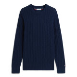 Tommy Hilfiger  - Tommy Hilfiger - Mock cable crew neck | Strik Carbon Navy