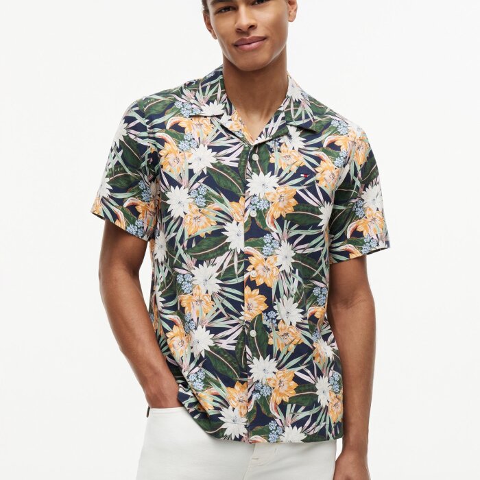 Tommy Hilfiger  - Tommy Hilfiger - Lyocell floral shirt | K/Æ Skjorte Carbon Navy