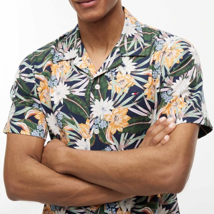 Tommy Hilfiger  - Tommy Hilfiger - Lyocell floral shirt | K/Æ Skjorte Carbon Navy