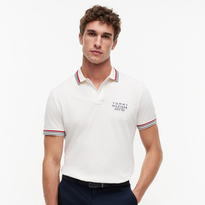 Tommy Hilfiger  - Tommy Hilfiger - Collar/cuff detail polo | Polo T-shirt Ivory Petal