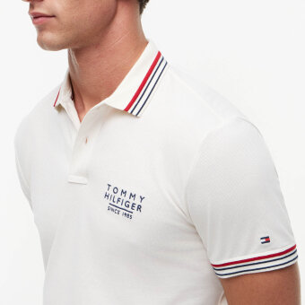Tommy Hilfiger  - Tommy Hilfiger - Collar/cuff detail polo | Polo T-shirt Ivory Petal