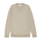 LES DEUX - Les Deux - Melange V-neck knit | Strik light sand melange