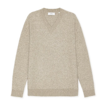 LES DEUX - Les Deux - Melange V-neck knit | Strik light sand melange