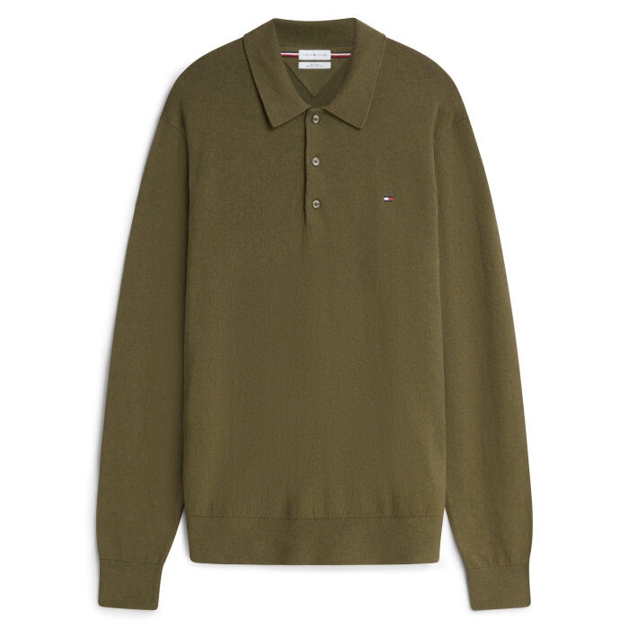 Tommy Hilfiger  - Tommy Hilfiger - Cotton cashmere polo | Strik Huntsman Green