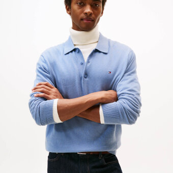 Tommy Hilfiger  - Tommy Hilfiger - Cotton cashmere polo | Strik Brisk Blue