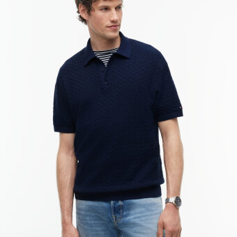 Tommy Hilfiger  - Tommy Hilfiger - GMD structure  Polo T-shirt carbon Navy