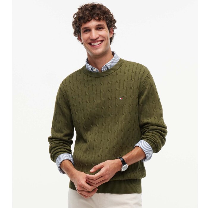 Tommy Hilfiger  - Tommy Hilfiger - Cotton cable sweater | Strik Huntsman Green