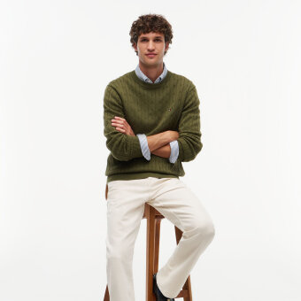Tommy Hilfiger  - Tommy Hilfiger - Cotton cable sweater | Strik Huntsman Green