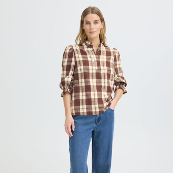 Pulz Jeans ( Dame )  - PULZ - PZDEVA | SKJORTE BROWN CHECK