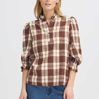 Pulz Jeans ( Dame )  - PULZ - PZDEVA | SKJORTE BROWN CHECK