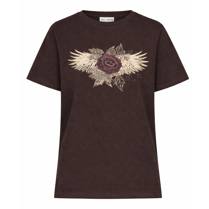Pulz Jeans ( Dame )  - PULZ - PZESSE  T-SHIRT ESPRESSO