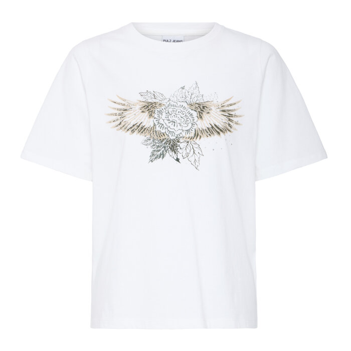 Pulz Jeans ( Dame )  - PULZ - PZESSE  T-SHIRT CLOUD DANCER
